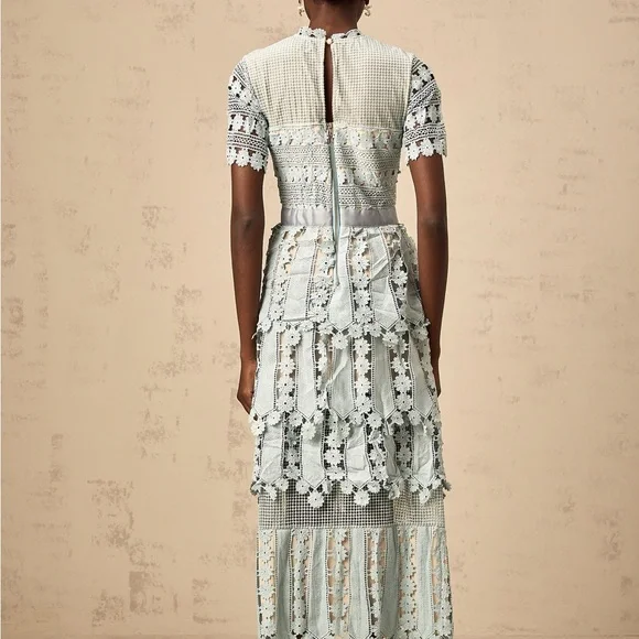 Elegant Lace Maxi Dress in Soft Icy Mint Color - Picture 3 of 15